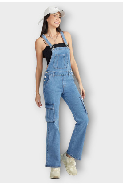 Elis Fashion Blue Side Pockets Jumpsuit