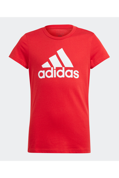 adidas Junior Girls Essentials Big Logo Cotton T-Shirt-Red