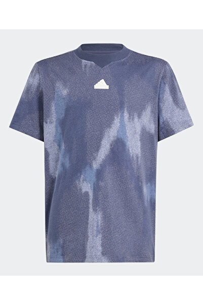 adidas تي شيرت مطبوع عليه شعار جونيور فيوتشر أيقونز بالكامل - رمادي