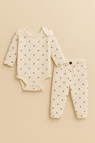 EFU BABY 2-Piece Cherry Patterned 100% Cotton Baby Girl Set