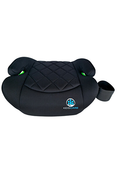 KidsCare FixiGo Car Booster Seat with Isofix, 125–150 cm, Group 3, Washable Cover, Black