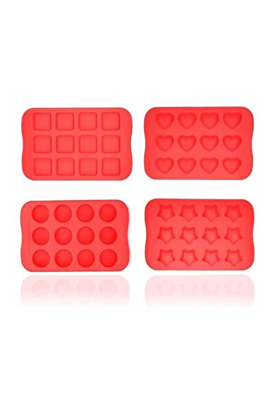 Bukela Set of 4 Silicone Baking Molds, 12 Cavity Round Square Heart Star