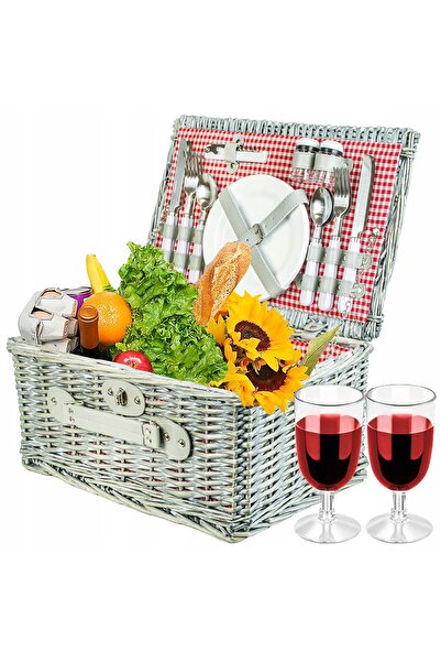 Other Coș mare de picnic cu tacâmuri și farfurii pentru 4 persoane, din răchi...