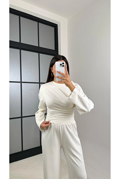 manana fashion Modal Yarasa Sleeve Blouse Pants Two-Piece Set