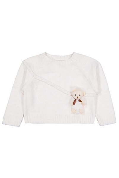 Civil Girls 2-5 Years Old Sweater with Teddy Bear Accessories - Ecru 3-4 Years Old