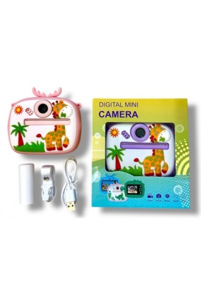 CFT طابعة صور الأطفال "الزرافة" رقم 31 كاميرا رقمية صغيرة، فيديو، صورة، موسيقى، ألعاب، طابعة صور