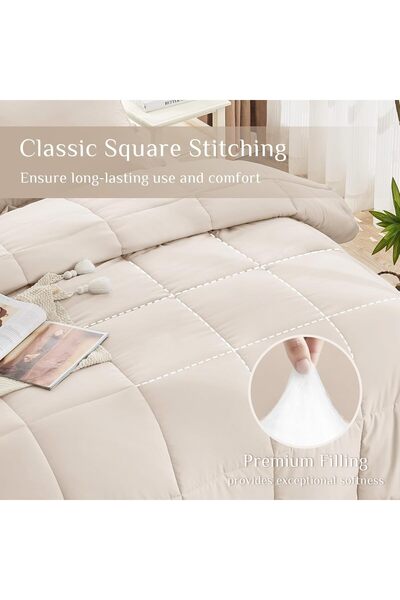 the home mart Home Mart Down Alternative 4Pcs Comforter Set Beige – Ultra Soft Microfiber Duvet with 250GSM Fill