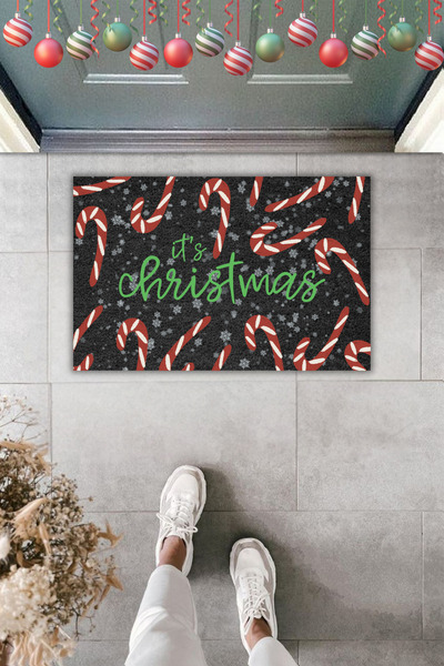 Dormot Dekoratif Dijital Paspas Yılbaşı Özel Tasarım İt's Christmas Füme Kapı...