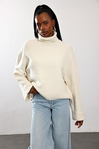 5in1Canpolat Ecru Turtleneck Sweater 1277