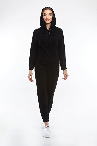 Pollux Țesătură modală Lycra, confortabilă, ocazională și elegantă, cu glugă - Set de îmbrăcăminte de jos - sus