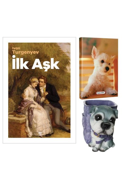 HalkKitabevi İlk Aşk - İvan Turgenyev and Decorative Dog Pen Holder - Cotton ...