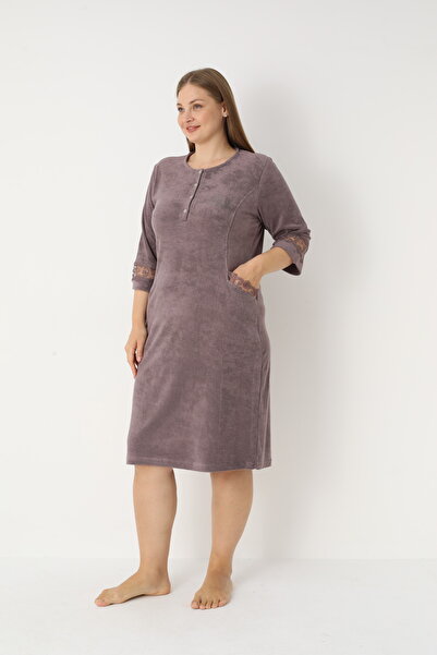 ROMEO LİFE Γυναικείο χειμερινό φόρεμα μεγάλου μεγέθους από μικρούχρηστο ύφασμα μπαμπού 3370