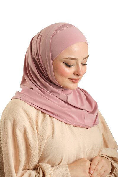 HÜRREM BONE Πρακτικό έτοιμο κασκόλ με σωλήνες διπλός χιτζάμπ Sandy Plain 2501_06