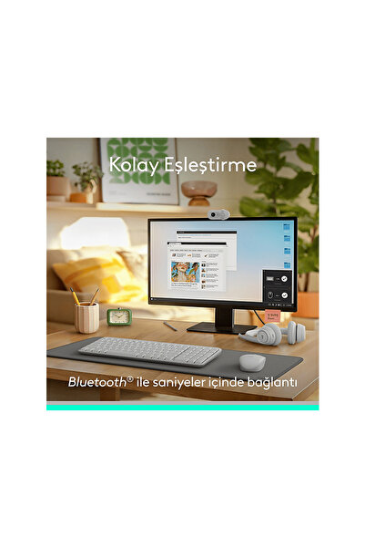 logitech MK250 Kablosuz Bluetooth Kablosuz Klavye ve Mouse Seti Beyaz