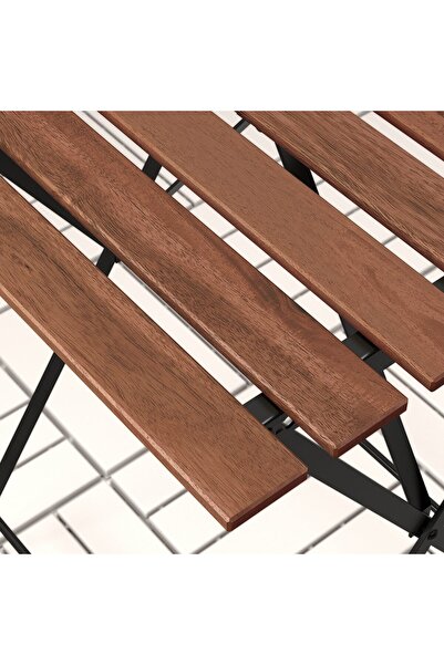 IKEA Table+2 chairs For outdoor, black/light brown stained foldable