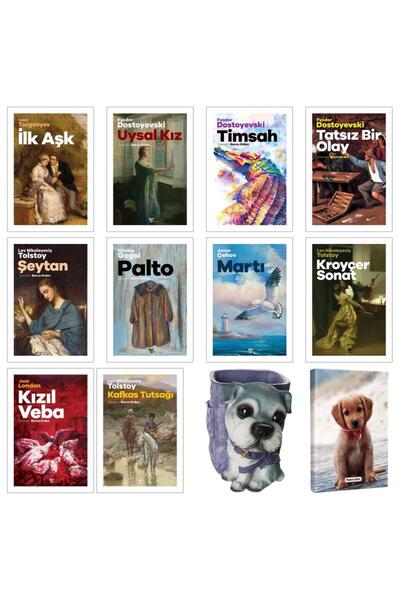 HalkKitabevi World Literature Library 10 Books and Decorative Dog Pen Holder ...