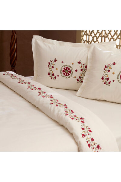 Karaca Home Dornel 100% Cotton Embroidered Double Duvet Cover Set White