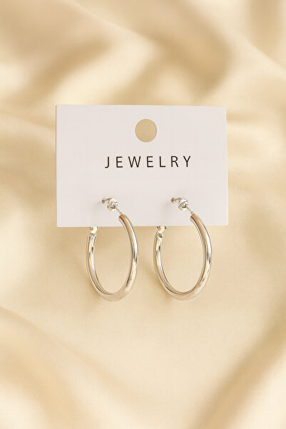 MELENY أقراط فضية اللون متوسطة الحجم