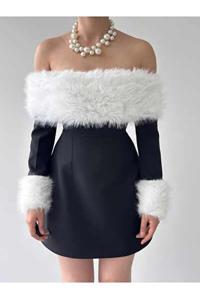 conconmoda Kadın Peluş Syra Straplez Elbise