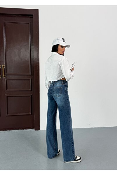 DENİMJESST Д74 Джинси з широкими штанинами темно-синього кольору