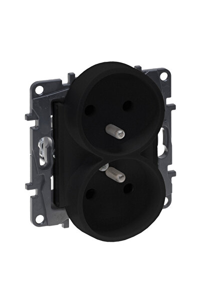 Other Black Double Socket with Grounding Screw Terminals