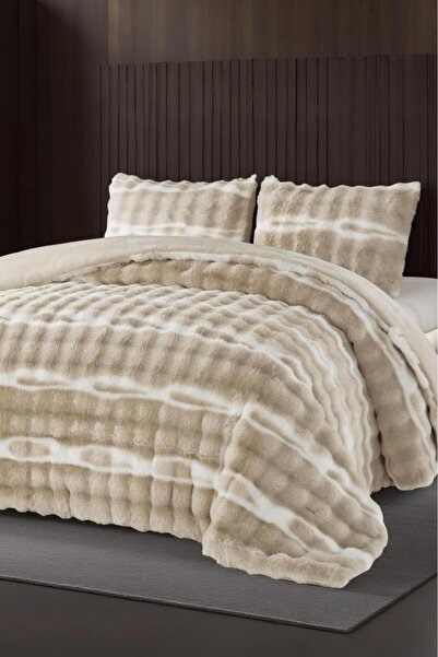 Çeyiz Diyarı Cuvertură de pat dublă din păr de iepure Waterway 220x240 Cm Bej