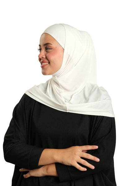 HÜRREM BONE Κρεμ πρακτικό και στιγμιαίο διπλό μαντήλι χιτζάμπ με σωλήνες, Sandy Plain 2501_40