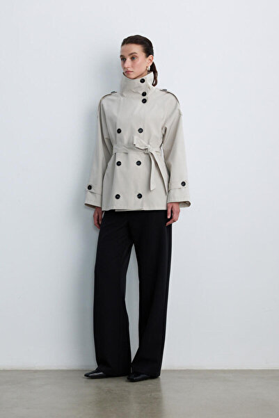 BE BLUE TAŞ DİK YAKA TRENÇKOT