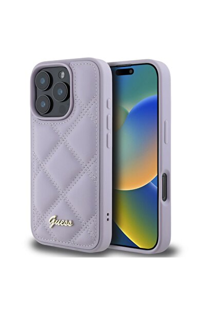 Guess Carcasă pentru iPhone 16 Pro cu logo metalic matlasat - Violet