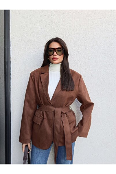 ESRAHELVACI Яке от велур с колан