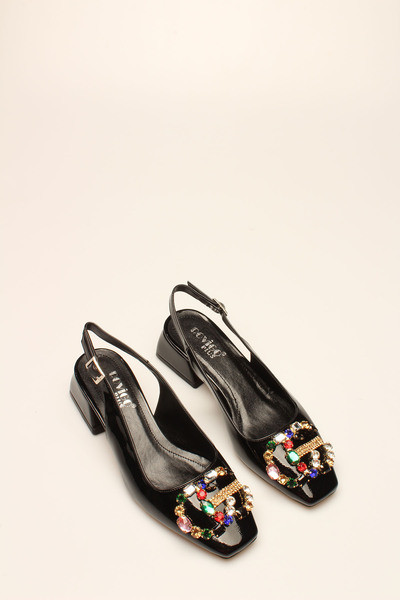 İDİL BLACK RUGAN STONE WOMEN'S HEELS