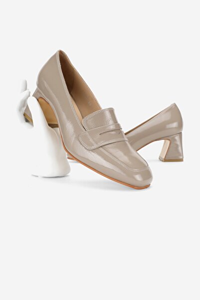 TUNAELLİ Women's Mink Patent Leather Genuine Leather Size 35-41 Medium Heel Classic Loafer Shoes