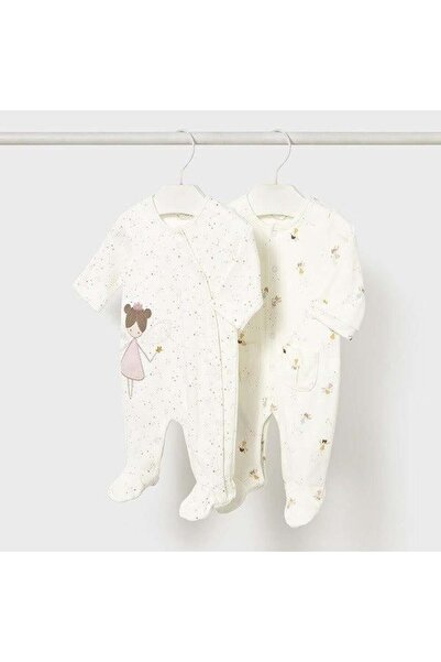 MAYORAL Newborn Kız Bebek İkili Tulum Seti Krem