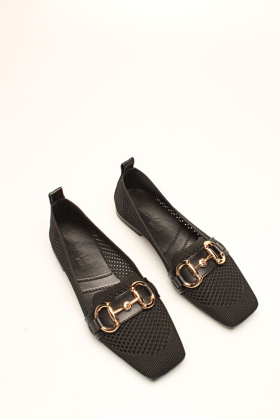 İDİL Black Knitted Women's Ballerinas