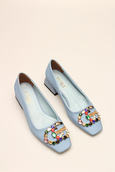 İDİL BEBEMAVİ SATEN TAŞLI KADIN TOPUKLU