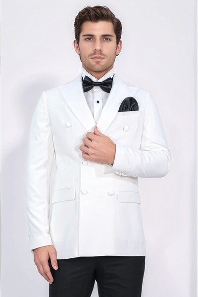 Velvarde KRUVAZE SİVRİ YAKA DAMATLIK BEYAZ