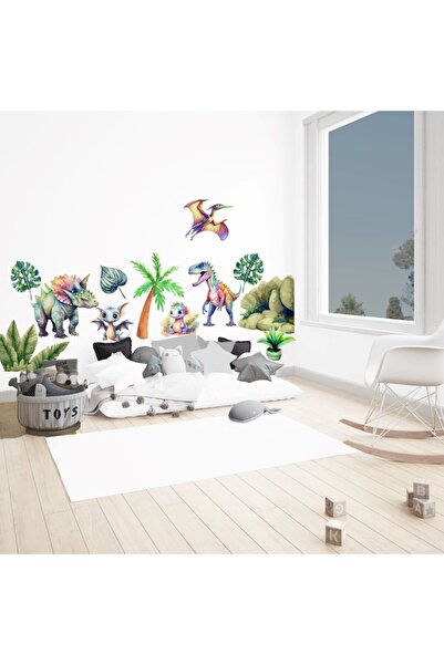 OEM Autocolante decorative de perete cu dinozauri – Autocolant textil premium...