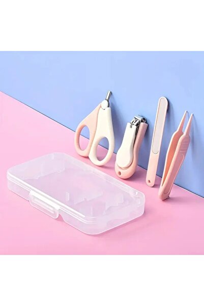 Flippy 4-in-1 Baby Nail Care Set, Flippy, Textured Storage Box, 0-6 Years, 13.6x8x2 cm, Pink