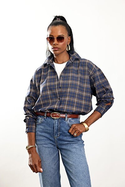 5in1Canpolat Πουκάμισο Ξυλοκόπος με καρό σε μπλε ναυτικό χρώμα