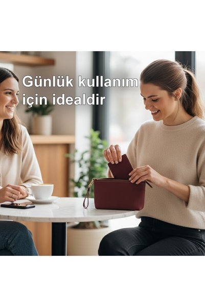 Luqa Leather Genuine Leather Handmade Burgundy Clutch Bag |   Soft Leather Casual Women's Bag with Wrist Strap
