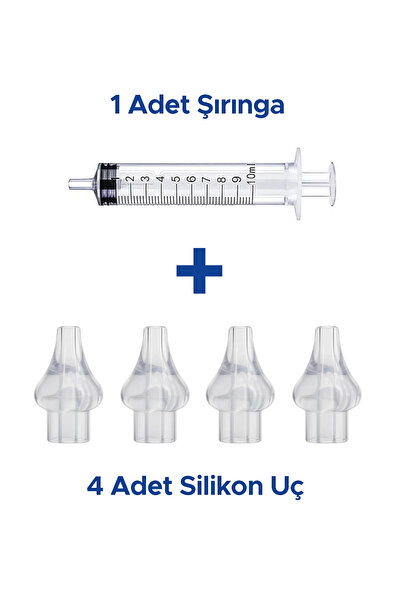 Aura Bebe Bebek Burun Yıkama Enjektörü Şırınga ve 4 Adet Silikon Yedek Uç