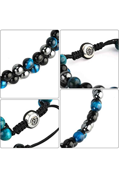 craftmystic Triple protection bracelet with 8mm beads of 3 semi-precious stones