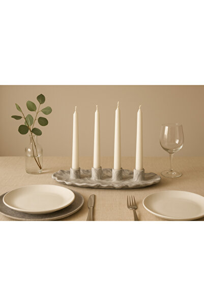 Genel Markalar Modern Mermer Dokulu 4’lü Mumluk Şamdan