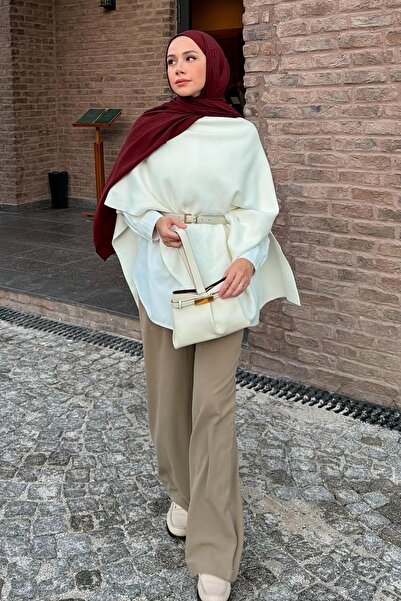 carell Feyza Hakyemez's Choice Robe Asymmetrical Knitwear Cap Ecru