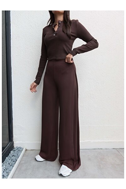 ESRAHELVACI Wide Leg Modal Pants with Side Pleat Detail