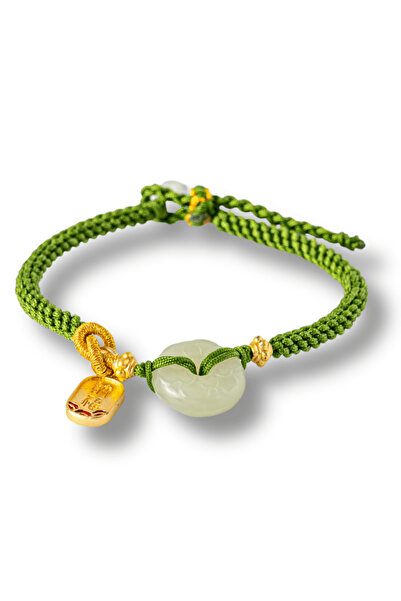 craftmystic Brățară împletită cu Nefrit Hetian și șnur verde - Vitalitate și Protecție