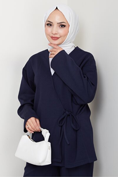 Bestenur Kimonolu Double Suit 1623 - Navy Blue