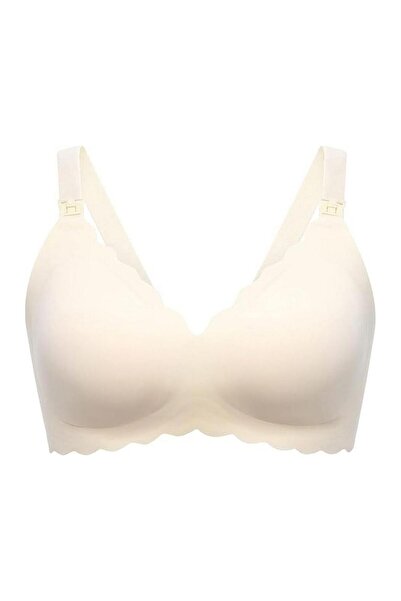 Momcozy Jelly Strip - Seamless Floral Push Up Nursing Bra - Yn46 - Beige S