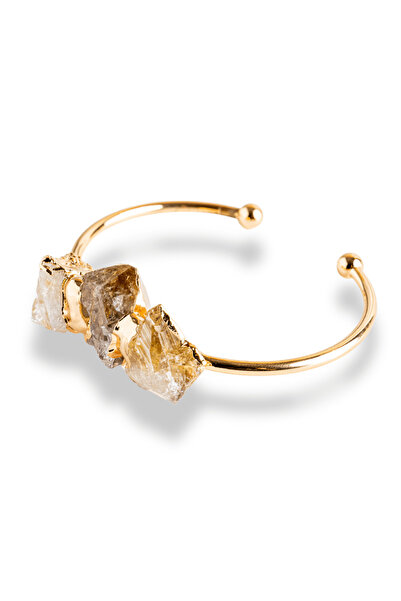 craftmystic Brățară cu Triplu Citrin de Aur - Energie Pozitivă și Prosperitate