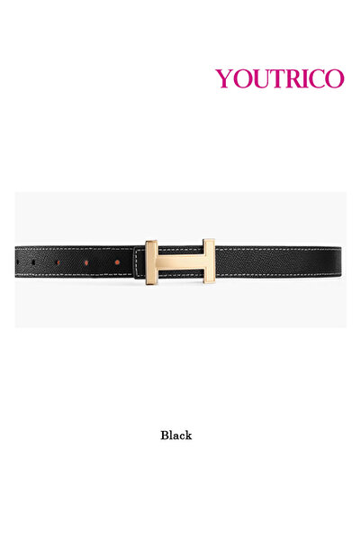 Youtrico حزام نسائي من الجلد بإبزيم على شكل حرف H - حزام خصر من الجلد الأصلي